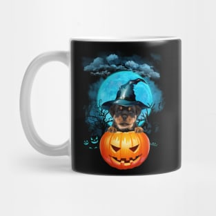 Rottweiler Witch Hat Pumpkin And Blue Moon Halloween Mug